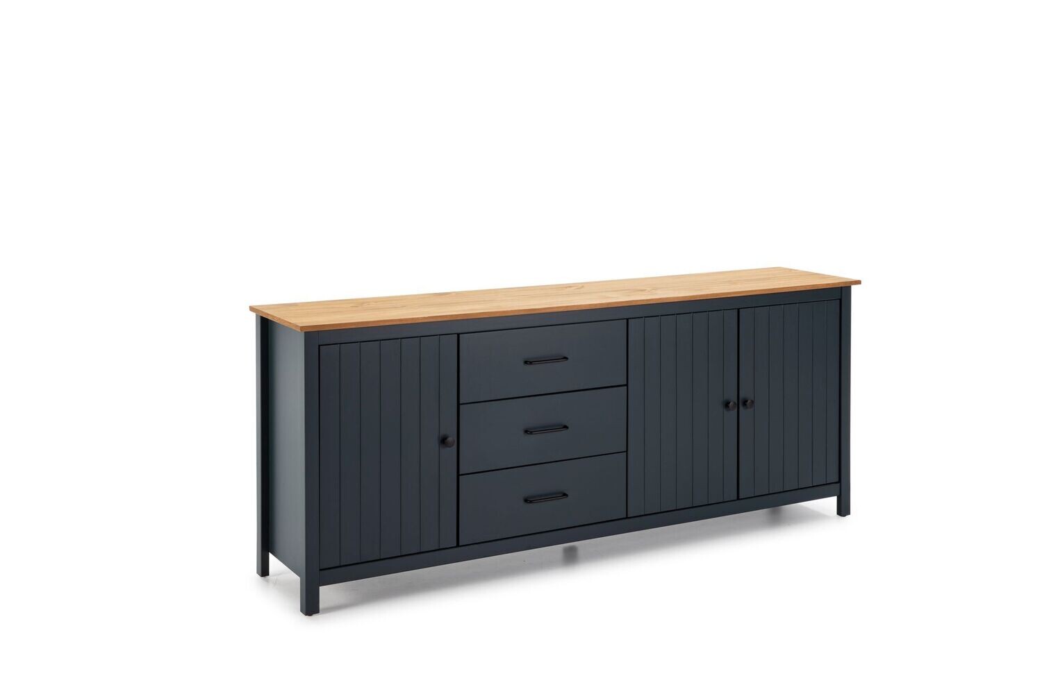 APARADOR MIRANDA 3 PUERTAS 3 CAJONES AZUL/CERA ESTILO NORDICO