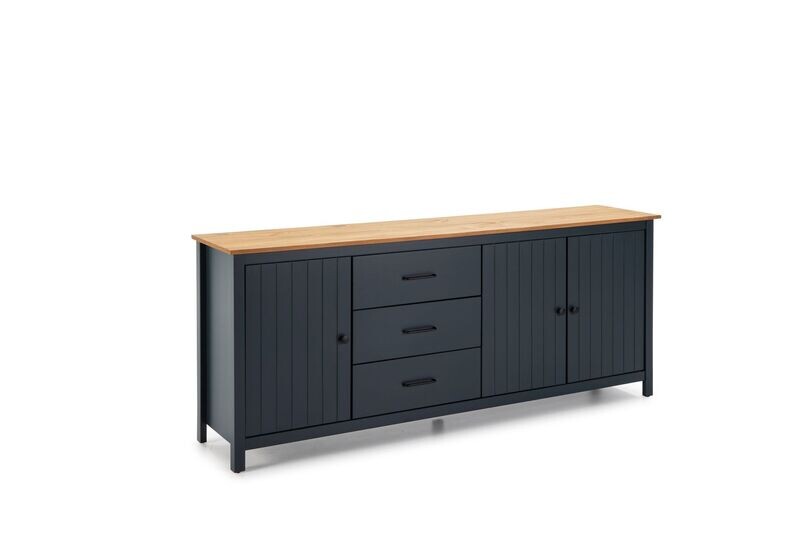 APARADOR MIRANDA 3 PUERTAS 3 CAJONES AZUL/CERA ESTILO NORDICO