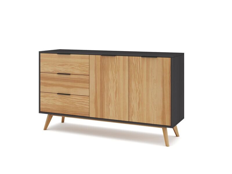 APARADOR LAVIS 2 PUERTAS 3 CAJONES PINO BOCAMINA/CERA ESTILO NORDICO