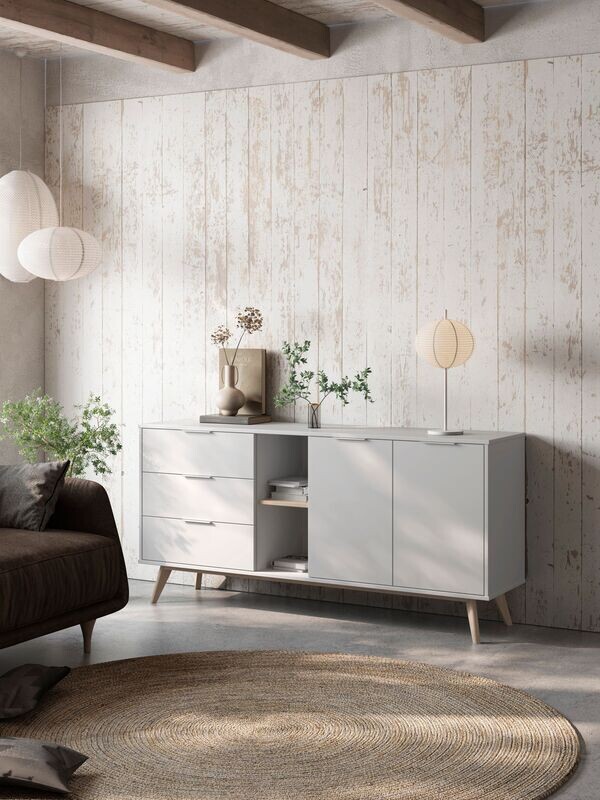 APARADOR CAMPUS 2 PUERTAS 2 HUECOS 3 CAJONES BLANCO/CERA