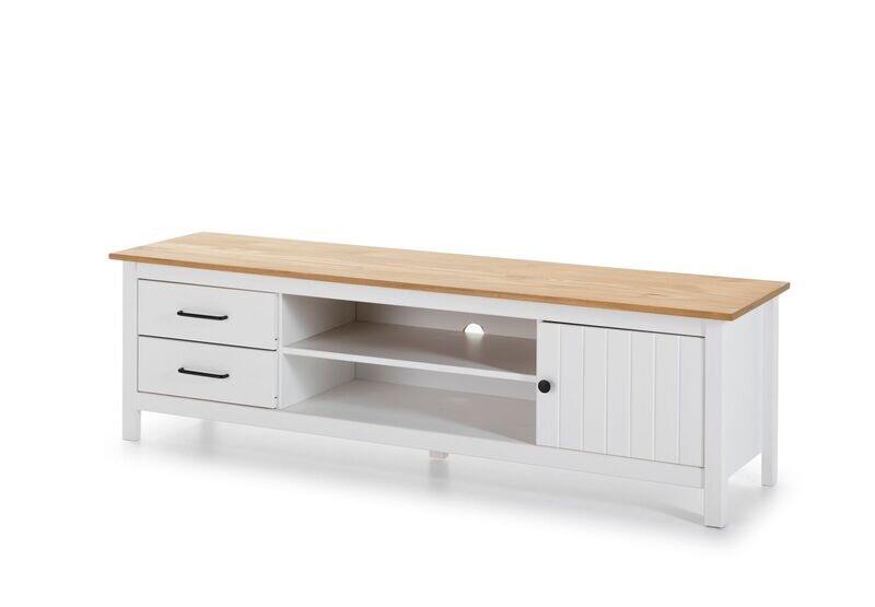 MUEBLE TV MIRANDA 1 PUERTA 2 HUECOS 2 CAJONES BLANCO/CERA ESTILO NORDICO MUEBLE TV MIRANDA 1 PUERTA 2 HUECOS 2 CAJONES BLANCO/CERA ESTILO NORDICO
