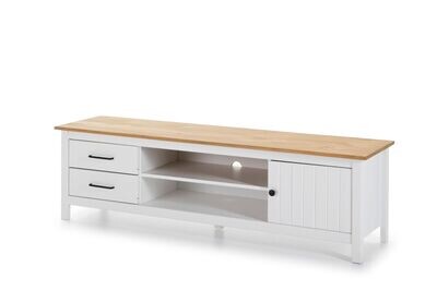 MUEBLE TV MIRANDA 1 PUERTA 2 HUECOS 2 CAJONES BLANCO/CERA ESTILO NORDICO MUEBLE TV MIRANDA 1 PUERTA 2 HUECOS 2 CAJONES BLANCO/CERA ESTILO NORDICO