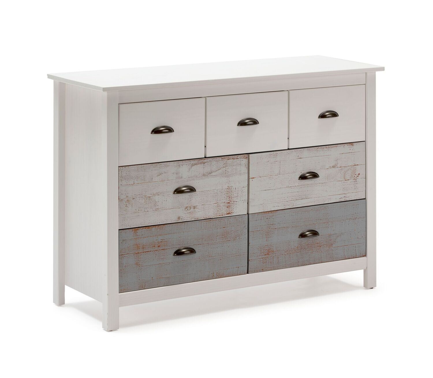 COMODA ROMANTICA 4 + 3 CAJONES MULTICOLOR MADERA DE PINO COMODA ROMANTICA 4 + 3 CAJONES MULTICOLOR MADERA DE PINO