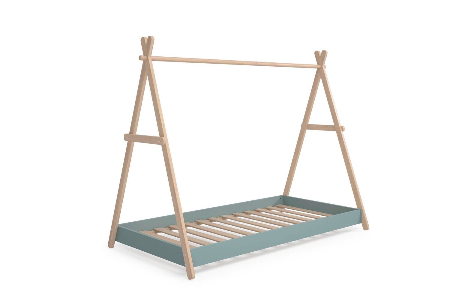 CAMA MONTESSORI CABAÑA TRUFA 90 x 200 CERA BLANCA/VERDE KAKI SOMIER INCLUIDO