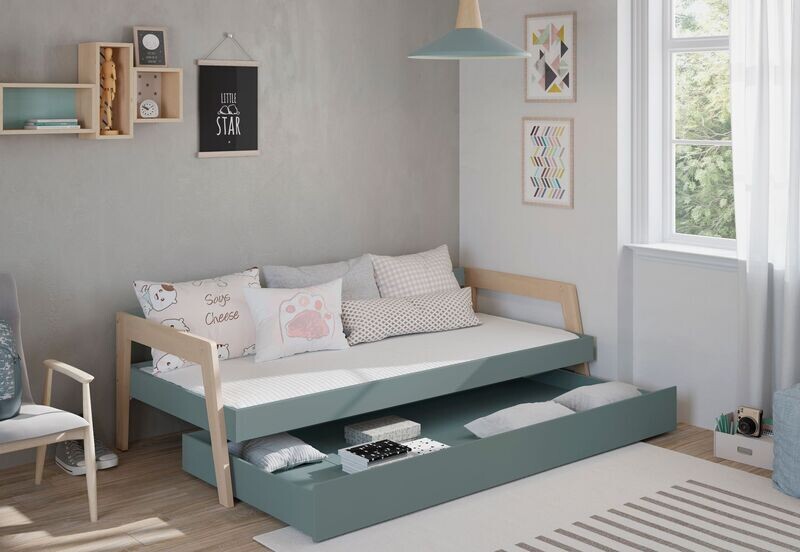 CAMA NIDO CARRIE 90 X 190/90 X 200 VERDE KAKI/CERA SOMIER INCLUIDO