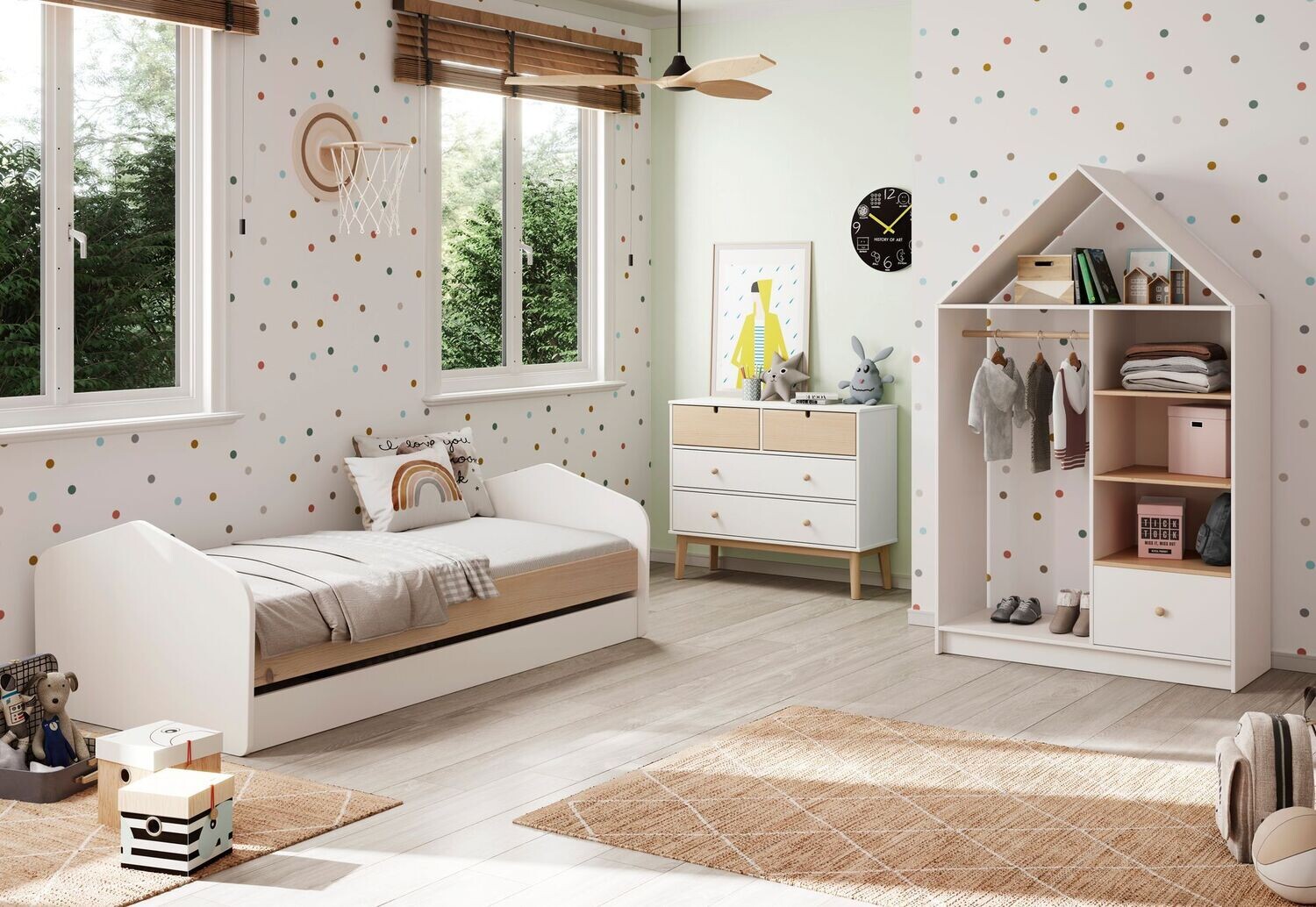 CAMA NIDO ESTEFANIA 90 X 190 BLANCO/CERA ESTILO MODERNO SOMIER INCLUIDO