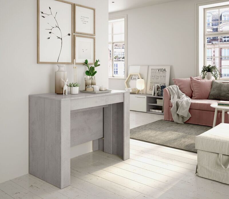 CONSOLA EXTENSIBLE FUNZIONALE CONVERTIBLE EN MESA DE COMEDOR CEMENTO CONSOLA EXTENSIBLE FUNZIONALE CONVERTIBLE EN MESA DE COMEDOR CEMENTO