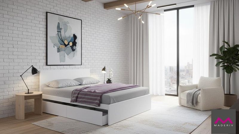 CAMA CON 4 CAJONES BED PARA CAMA DE 150 CM BLANCO ARTIK CAMA CON 4 CAJONES BED PARA CAMA DE 150 CM BLANCO ARTIK