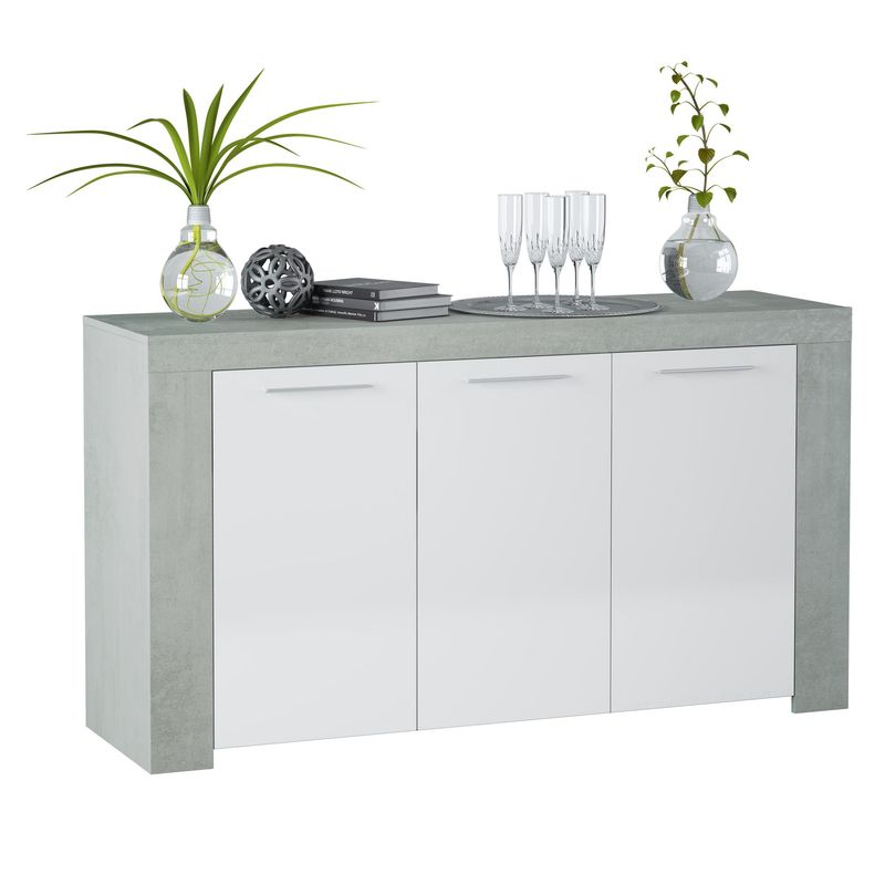 APARADOR BUFFET 3 PUERTAS URBAN BLANCO ARTIK/CEMENTO ESTILO MODERNO APARADOR BUFFET 3 PUERTAS URBAN BLANCO ARTIK/CEMENTO ESTILO MODERNO