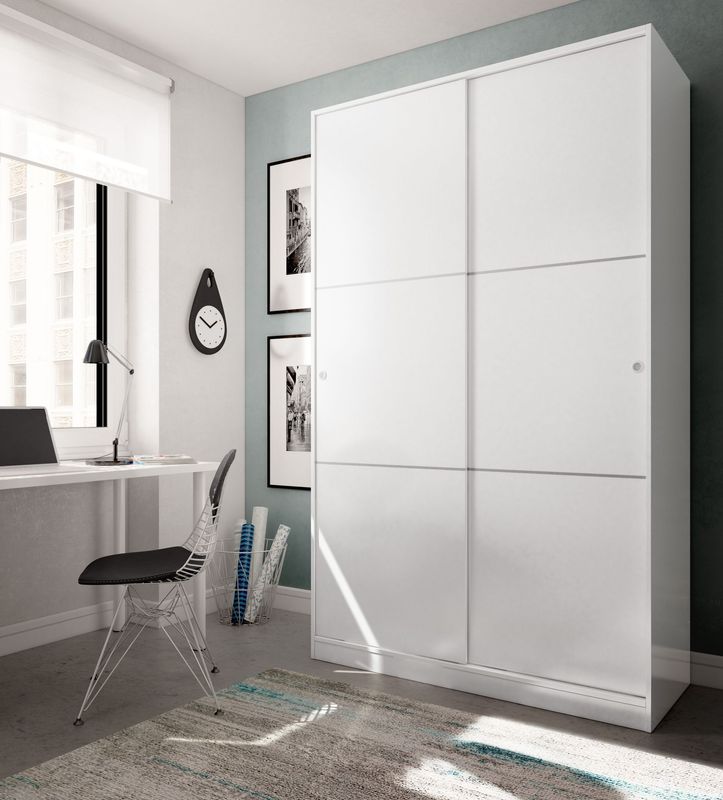 ARMARIO 2 PUERTAS CORREDERAS BLANCO BRILLO ARMARIO 2 PUERTAS CORREDERAS BLANCO BRILLO