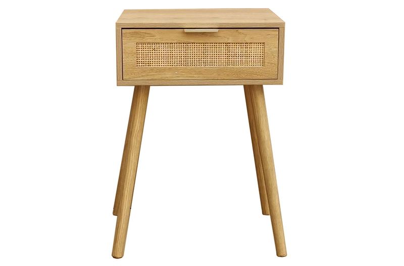 MESILLA DE NOCHE 40 x 30 CM FREYA PINO / RATTAN ESTILO NORDICO