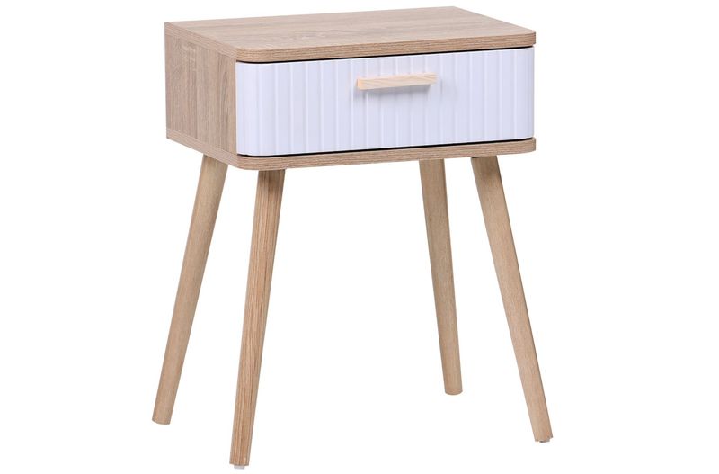 MESILLA DE NOCHE 40 x 30 CM TANIA ROBLE / BLANCO ESTILO NORDICO