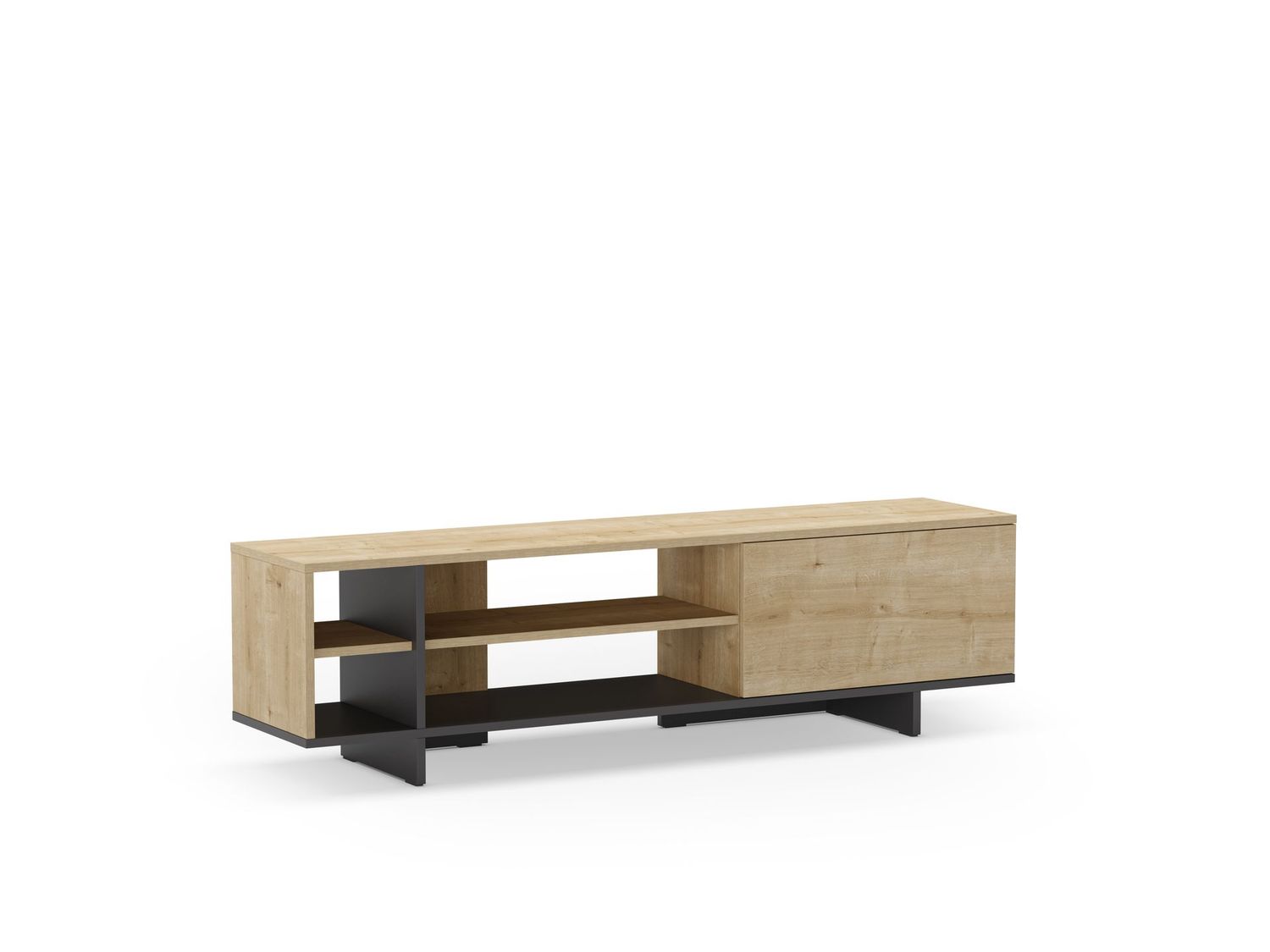 MUEBLE TV CEQUOIA 1 PUERTAS 4 HUECOS ROBLE/NEGRO SILKY MUEBLE TV CEQUOIA 1 PUERTAS 4 HUECOS ROBLE/NEGRO SILKY