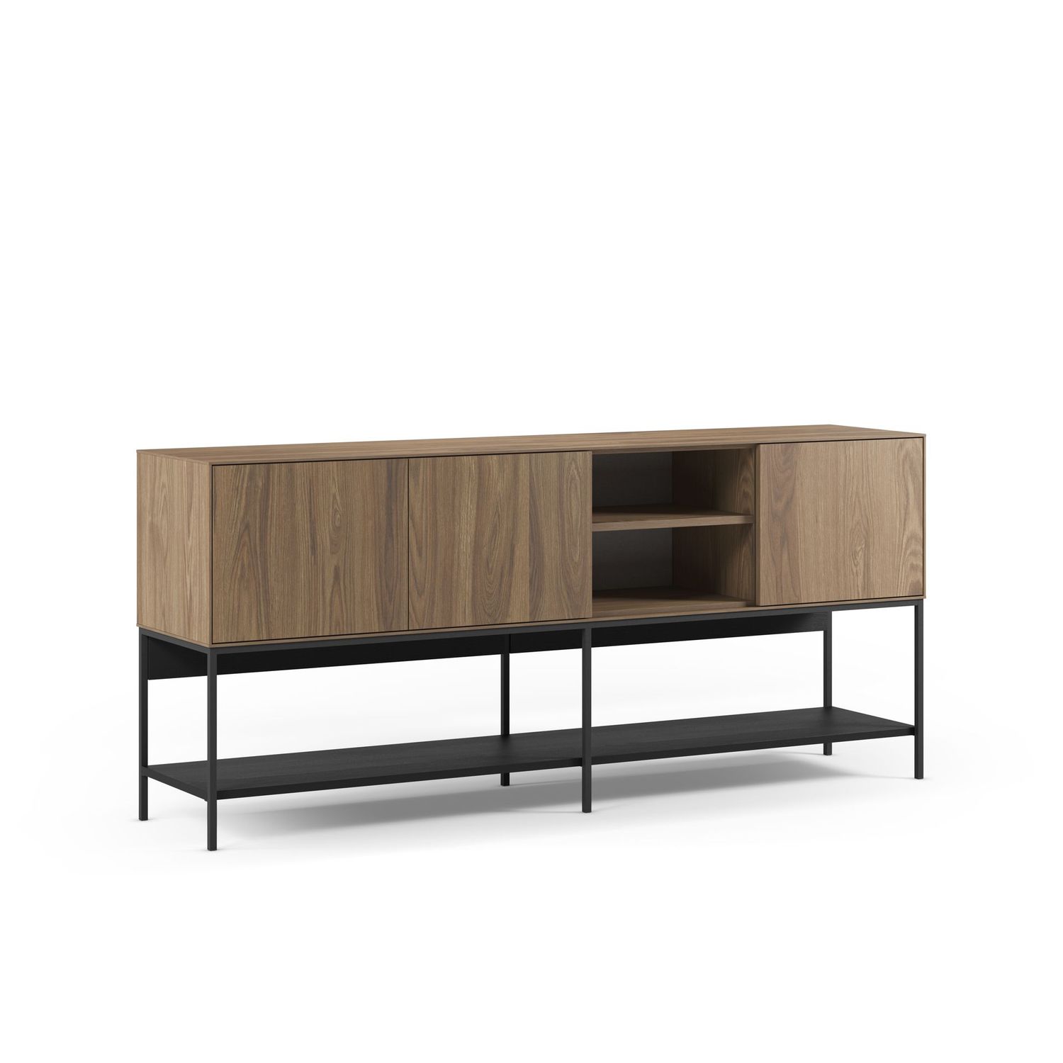 APARADOR AMIRA 3 PUERTAS 2 HUECOS 180 CM ROBLE-UD/NEGRO APARADOR AMIRA 3 PUERTAS 2 HUECOS 180 CM ROBLE-UD/NEGRO
