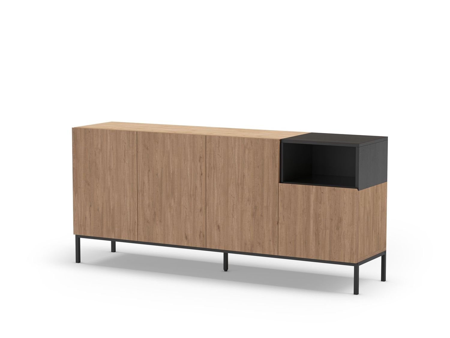 APARADOR CAILIN 4 PUERTAS 1 HUECO 180 CM SEPET/NEGRO PATA METAL