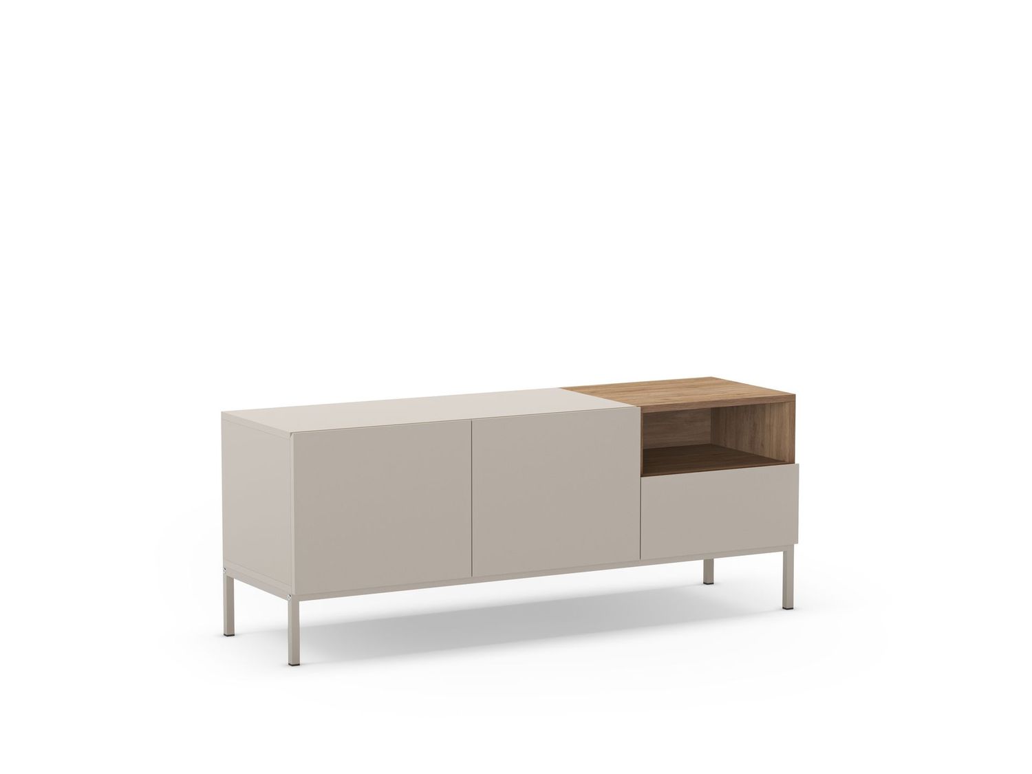 MUEBLE TV CAILIN 2 PUERTAS 1 CAJON 1 HUECO 140 CM CREMA/SEPET PATA MET