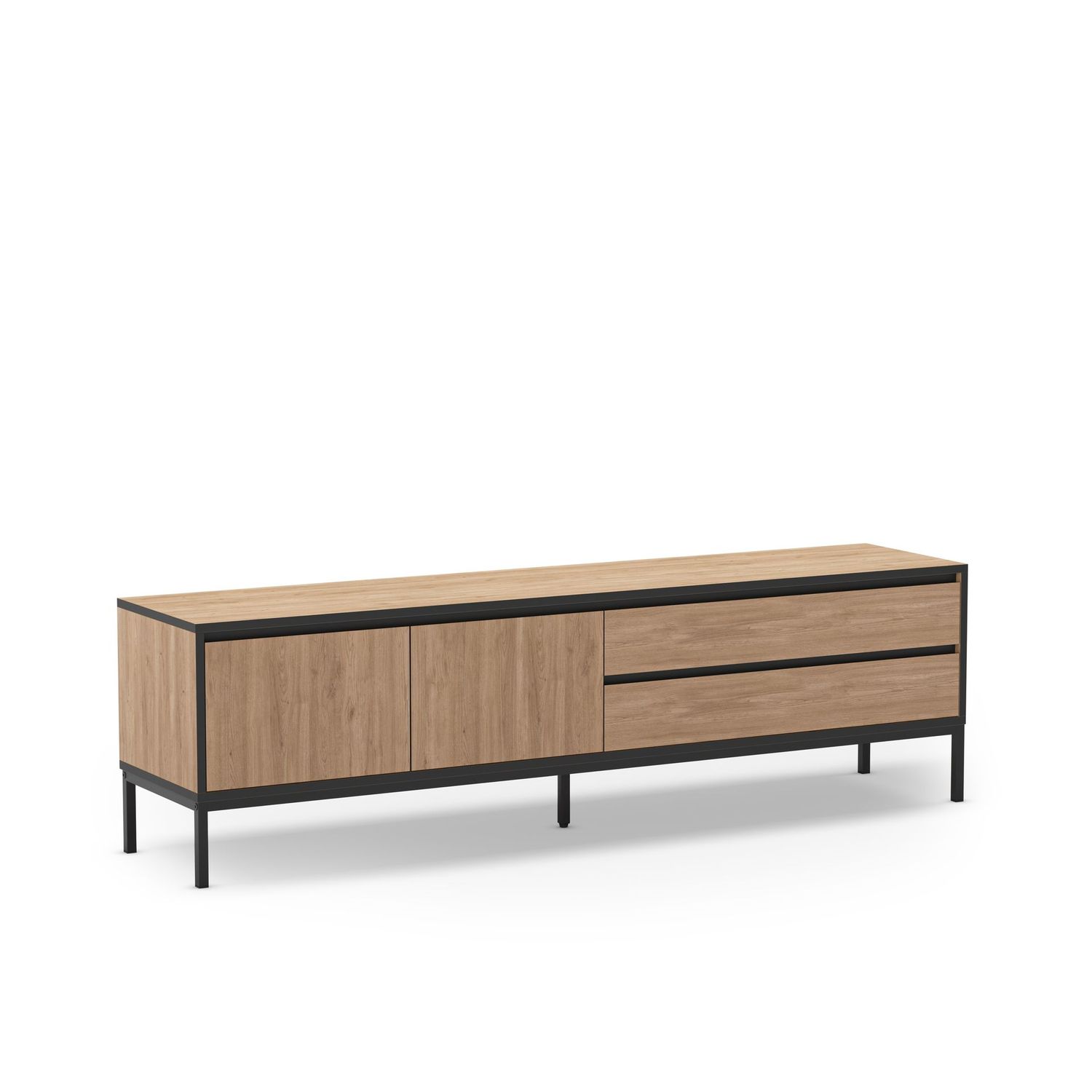 MUEBLE TV LORENZA 2 PUERTAS 2 CAJONES 180 CM SEPET/NEGRO PATA META
