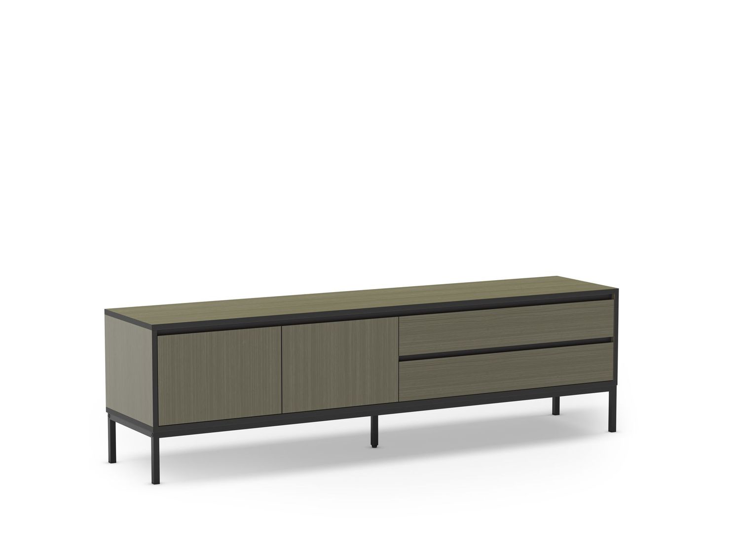 MUEBLE TV LORENZA 2 PUERTAS 2 CAJONES 180 CM VERDE/NEGRO PATA META