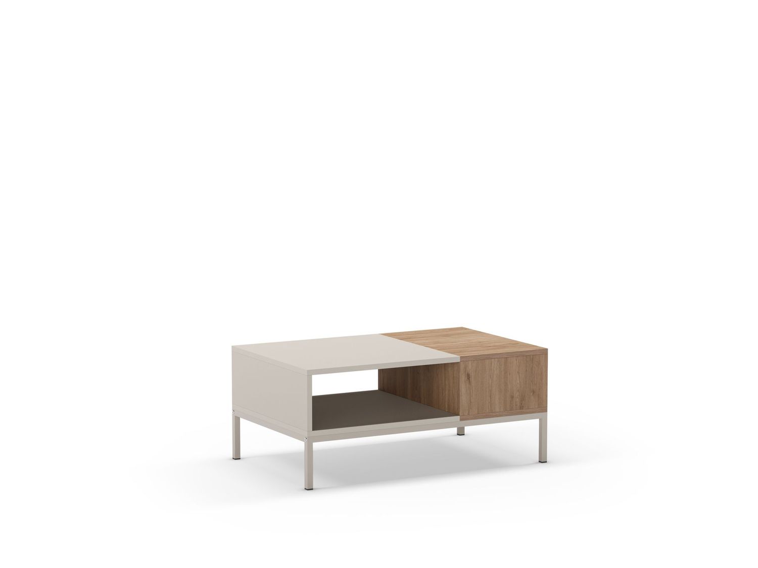 MESA CENTRO CAILIN 2 HUECOS CREMA/SEPET PATA METAL