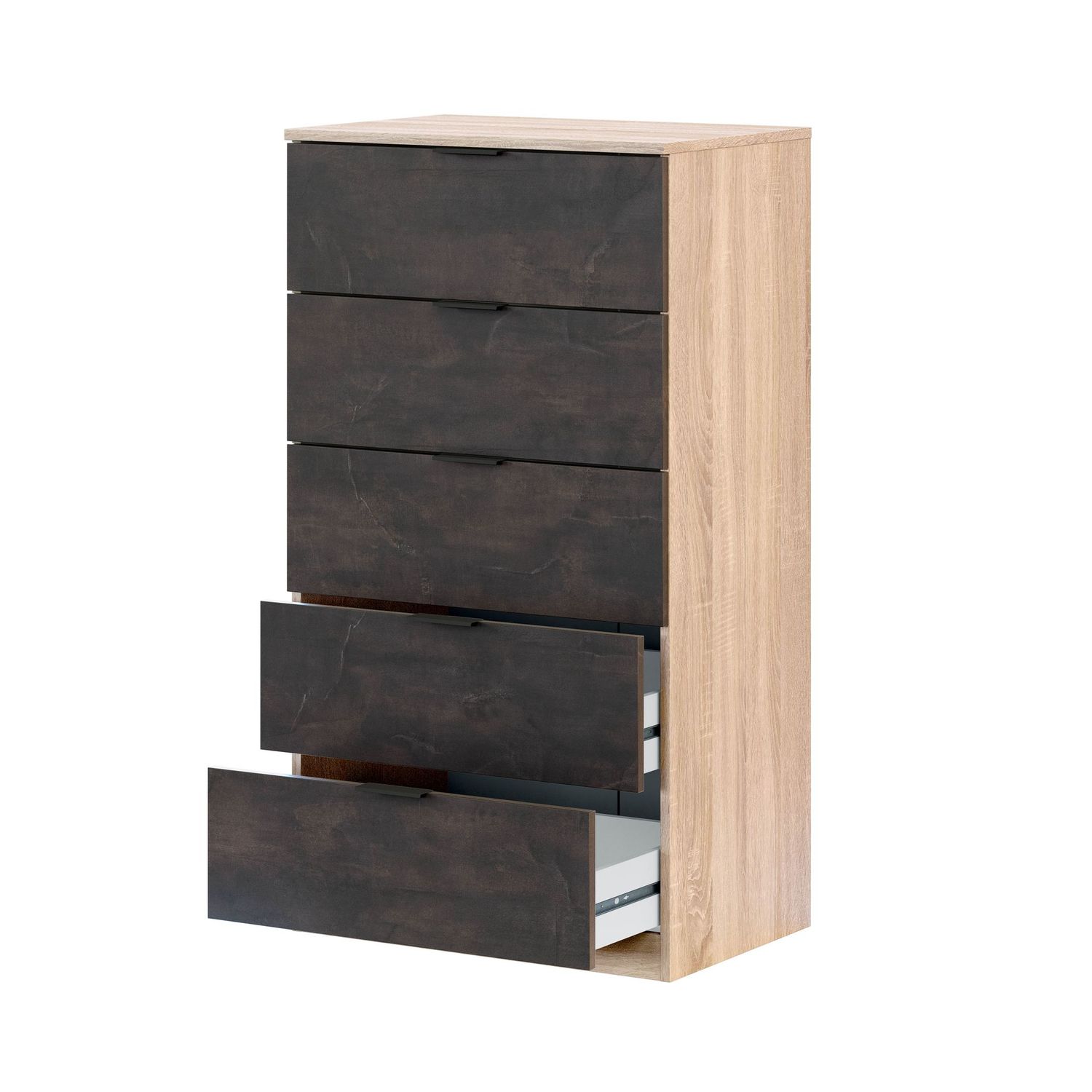 COMODA 5 CAJONES HAYA ROBLE CANANDIAN/OXIDO