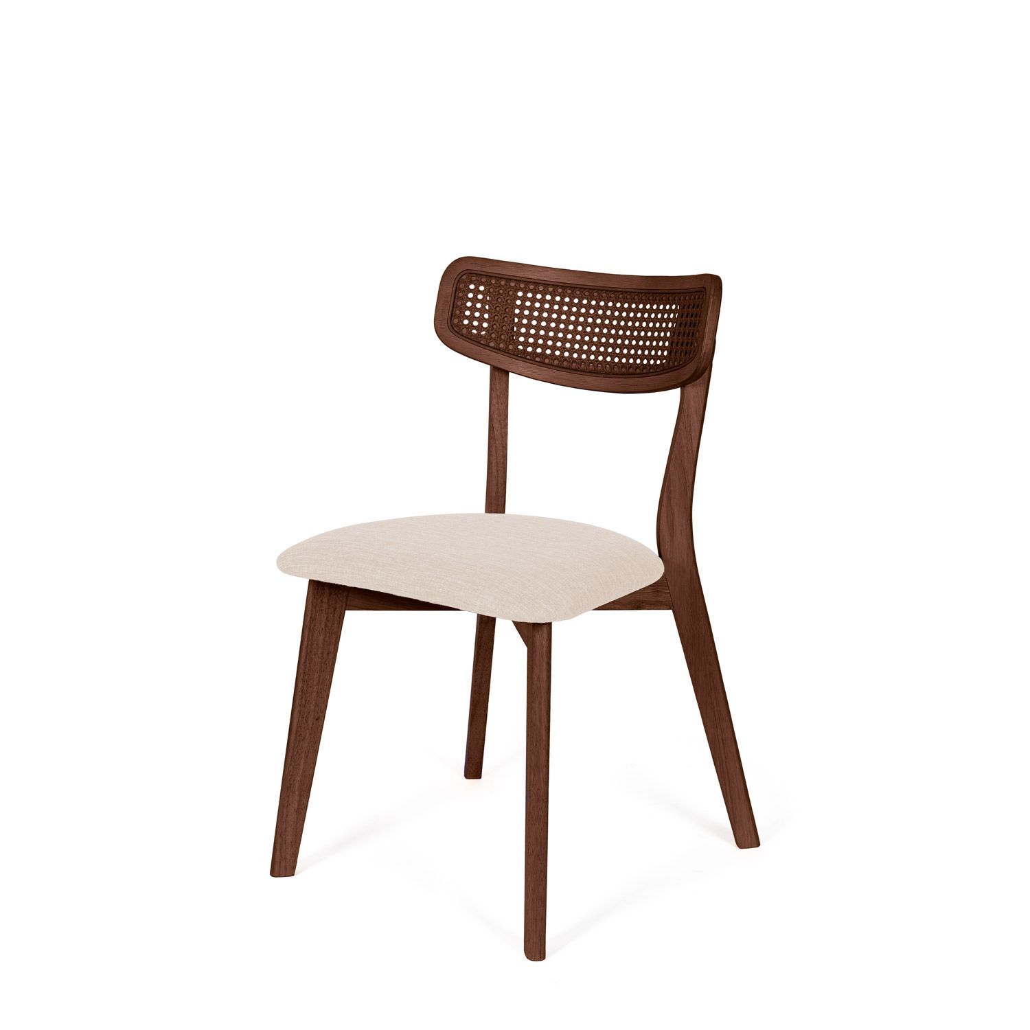 SILLA DE COMEDOR SHIRLEY NOGAL TAPIZADA RESPALDO DE REJILLA