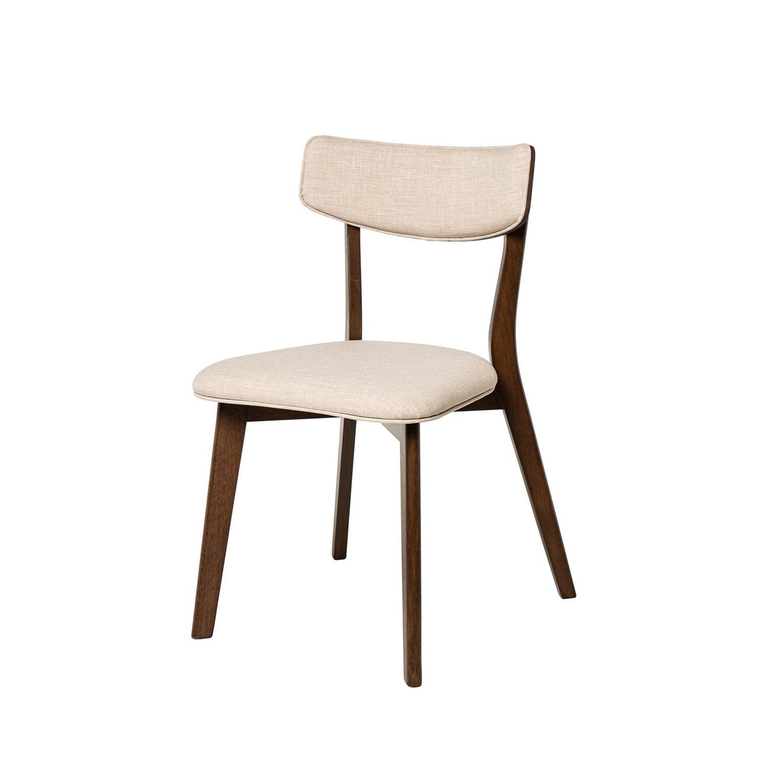 SILLA DE COMEDOR ANAIS MADERA DE HEVEA NOGAL TAPIZADO BEIGE