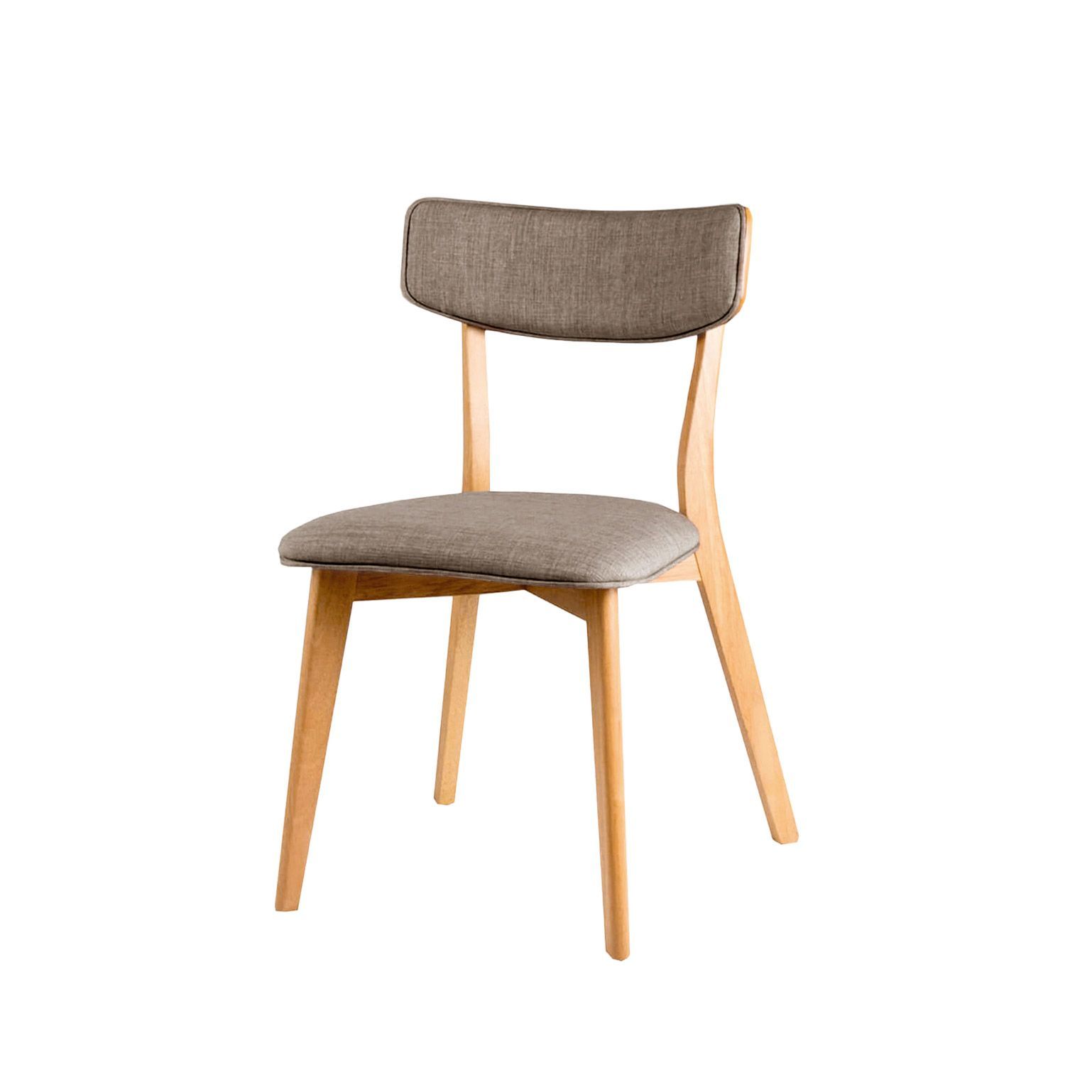 SILLA DE COMEDOR ANAIS MADERA DE HEVEA ROBLE TAPIZADO GRIS CLARO