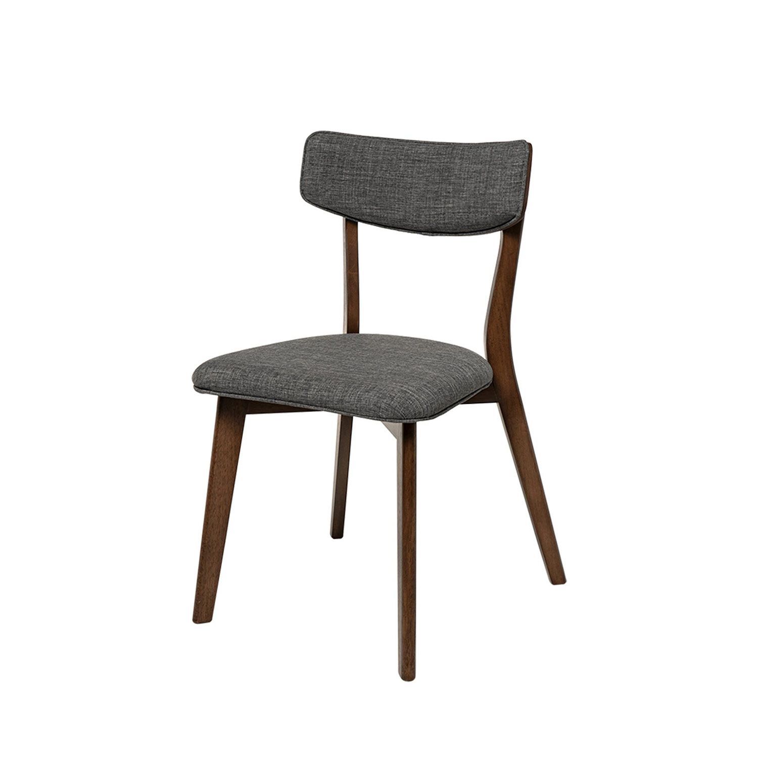 SILLA DE COMEDOR ANAIS MADERA DE HEVEA NOGAL TAPIZADO GRIS OSCURO