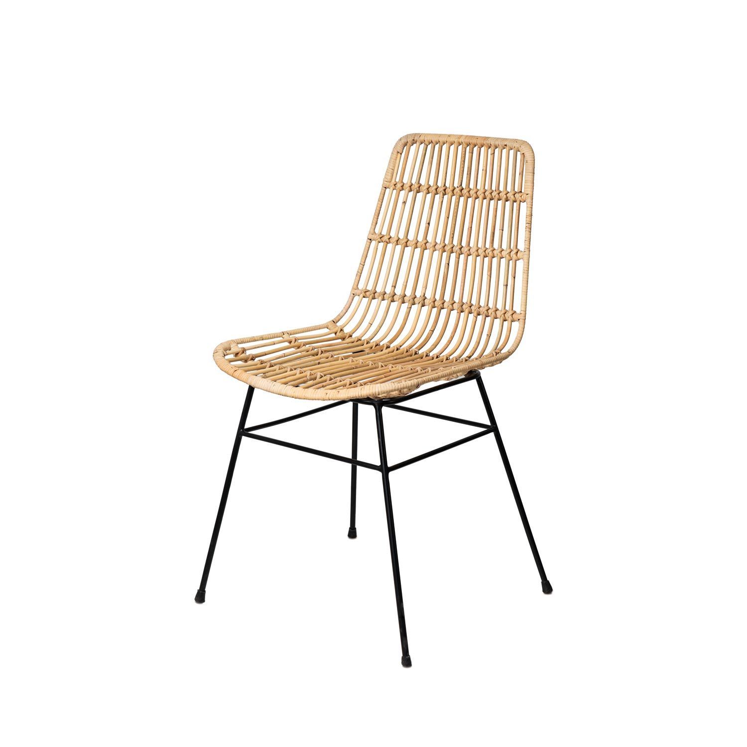 SILLA DE COMEDOR LIONA RATAN TRENZADO PATA METALICA NEGRA