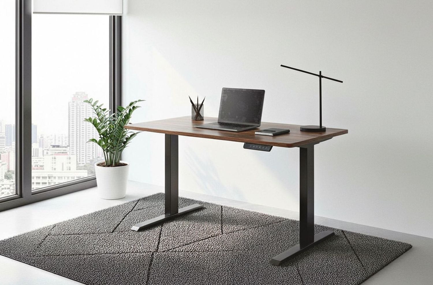 MESA ESTUDIO MOTORIZADA 120 x 60 CM NOGAL / NEGRO