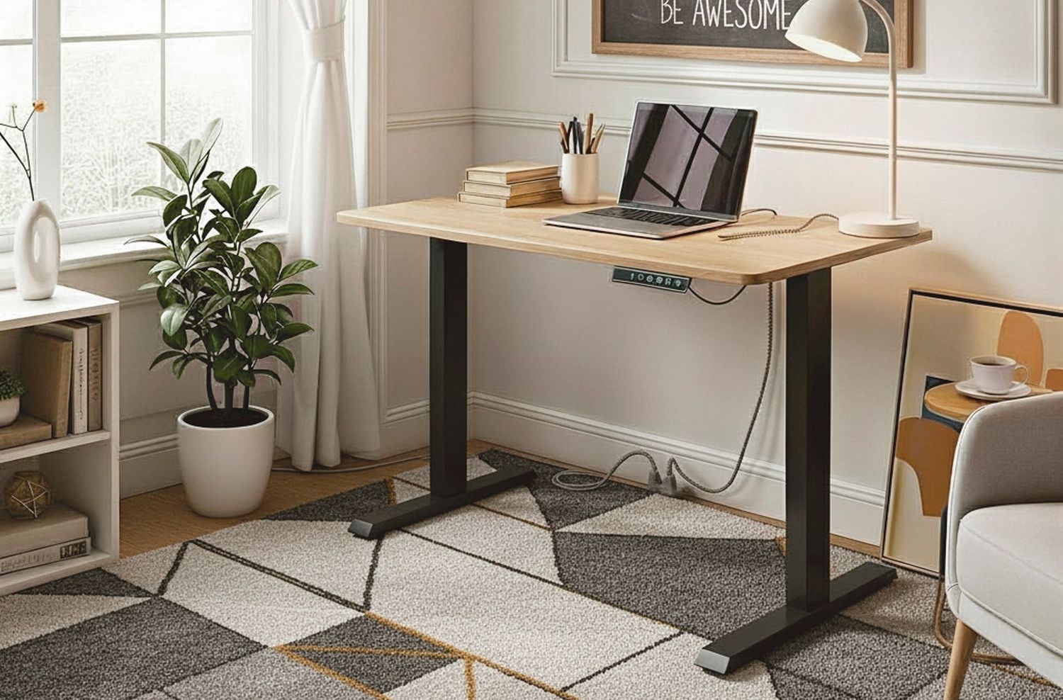 MESA ESTUDIO MOTORIZADA 120 x 60 CM OAK / NEGRO