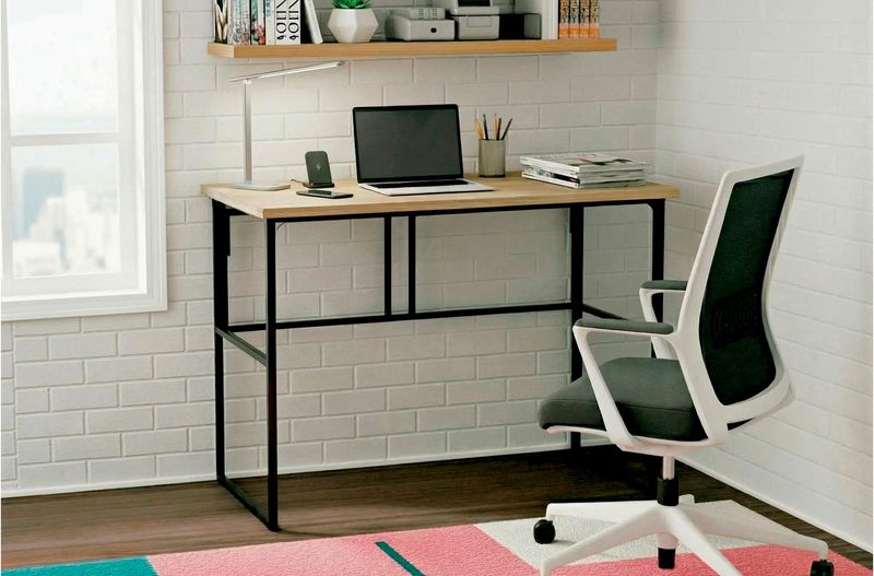 MESA ESTUDIO PLEGABLE 120 x 50 CM 0AK / NEGRO MADERA Y METAL