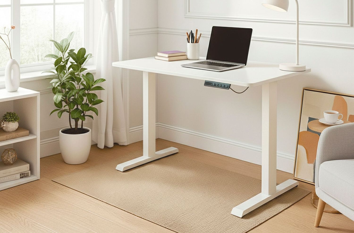 MESA ESTUDIO MOTORIZADA 120 X 60 CM BLANCO