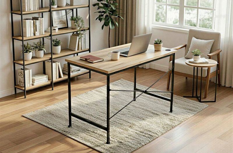 ESCRITORIO DECK 90 x 45 CM OAK / NEGRO MADERA Y METAL