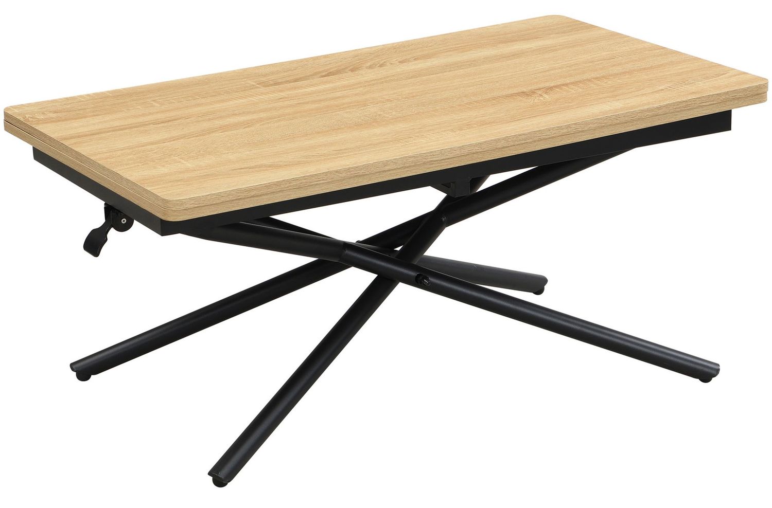 MESA CENTRO ELEVABLE Y EXTENSIBLE KATY 100 x 57 - 114 CM OAK / NEGRO ROBLE Y METAL