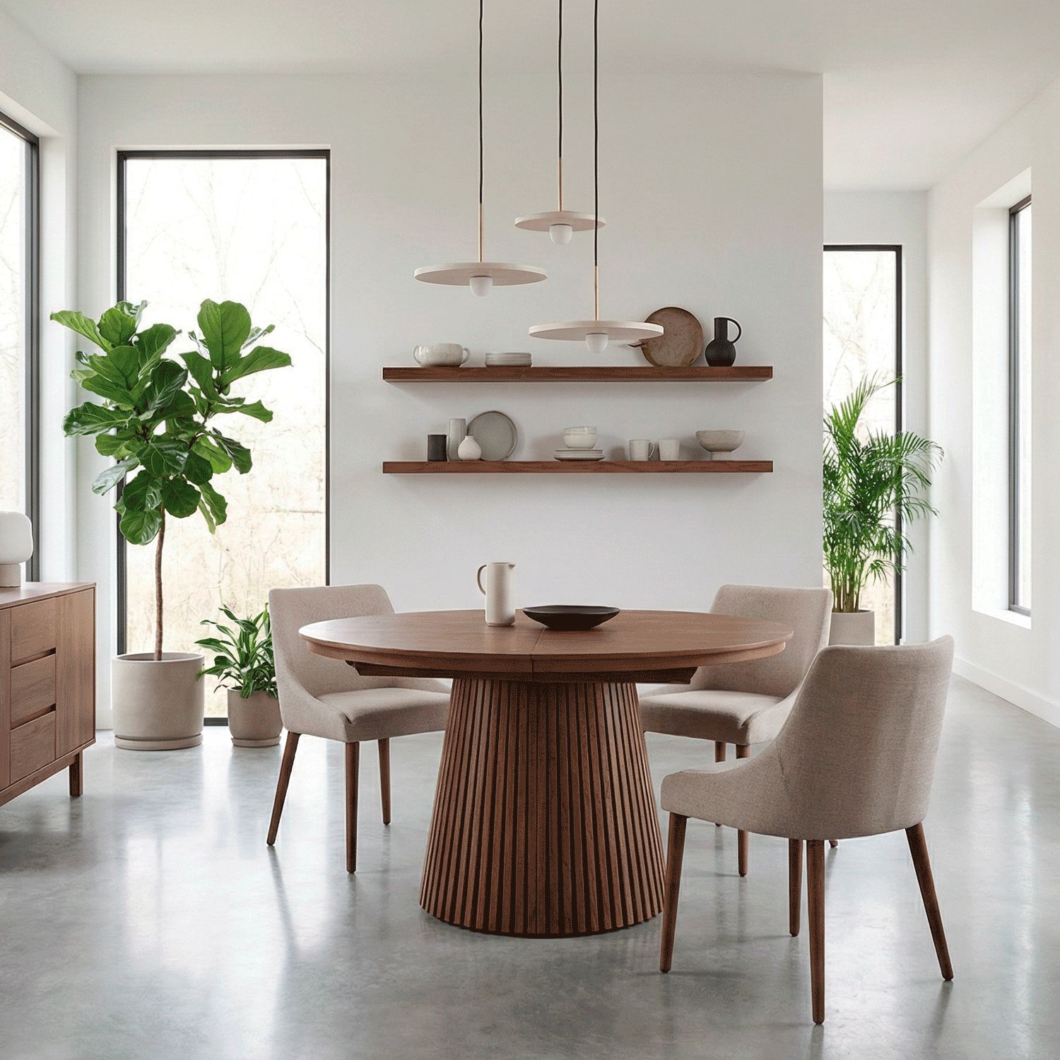 MESA DE COMEDOR REDONDA REDFORD EXTENSIBLE 120 - 155 - 190 x 110 COLOR NOGAL