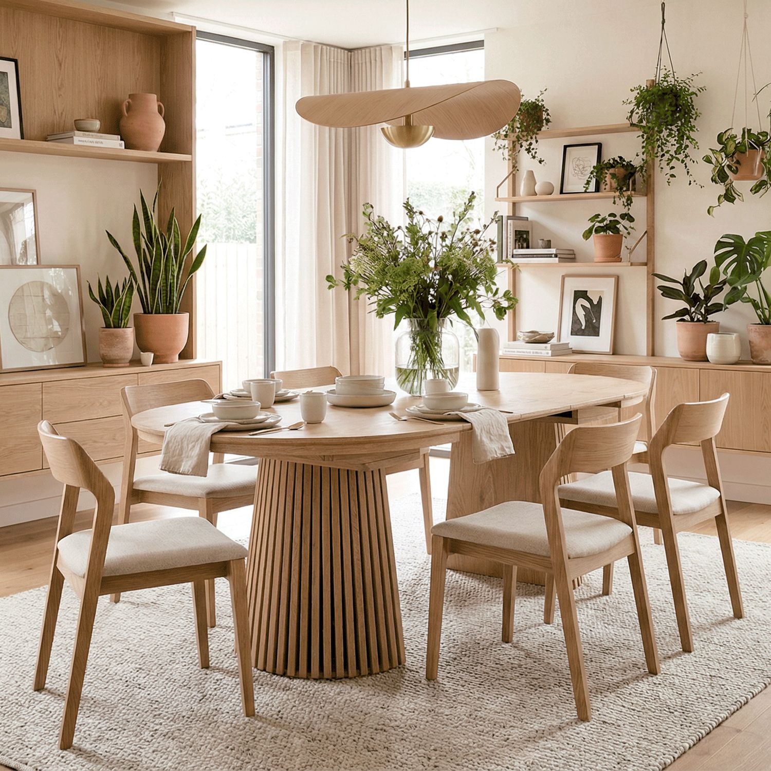 MESA DE COMEDOR REDONDA RYAN EXTENSIBLE 120 - 155 - 190 x 110 CM COLOR OAK