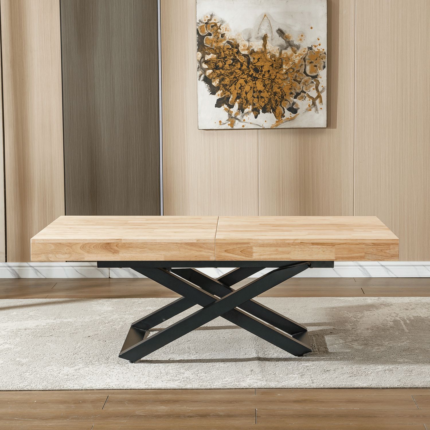 MESA DE COMEDOR ELEVABLE Y EXTENSIBLE TROYA 1600 - 200 - 240 x 90 CM ROBLE Y METAL MESA DE COMEDOR ELEVABLE Y EXTENSIBLE TROYA 1600 - 200 - 240 x 90 CM ROBLE Y METAL