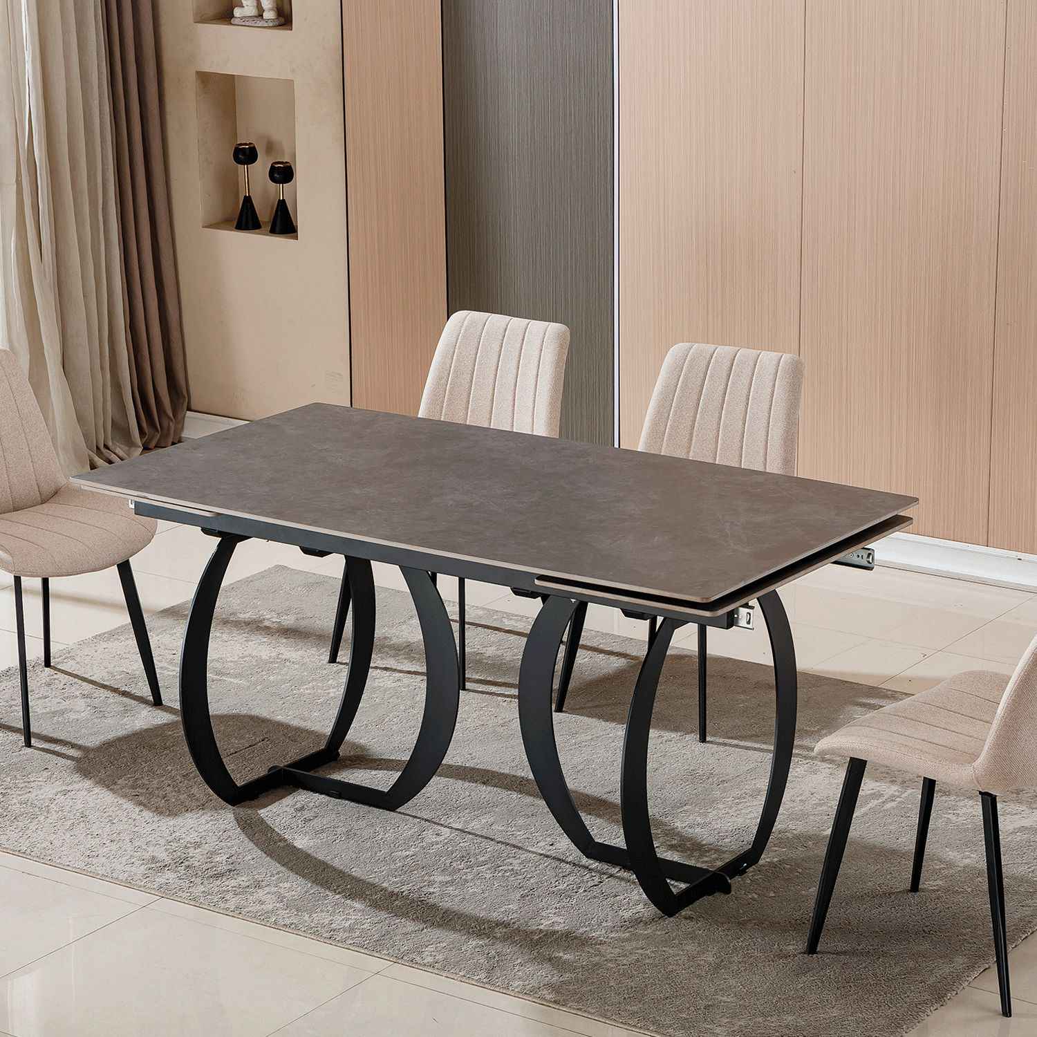 MESA DE COMEDOR EXTENSIBLE VENEZIA 160 - 200 - 240 x 90 CM COLOR CERAMIC GRES GRIS MESA DE COMEDOR EXTENSIBLE VENEZIA 160 - 200 - 240 x 90 CM COLOR CERAMIC GRES GRIS