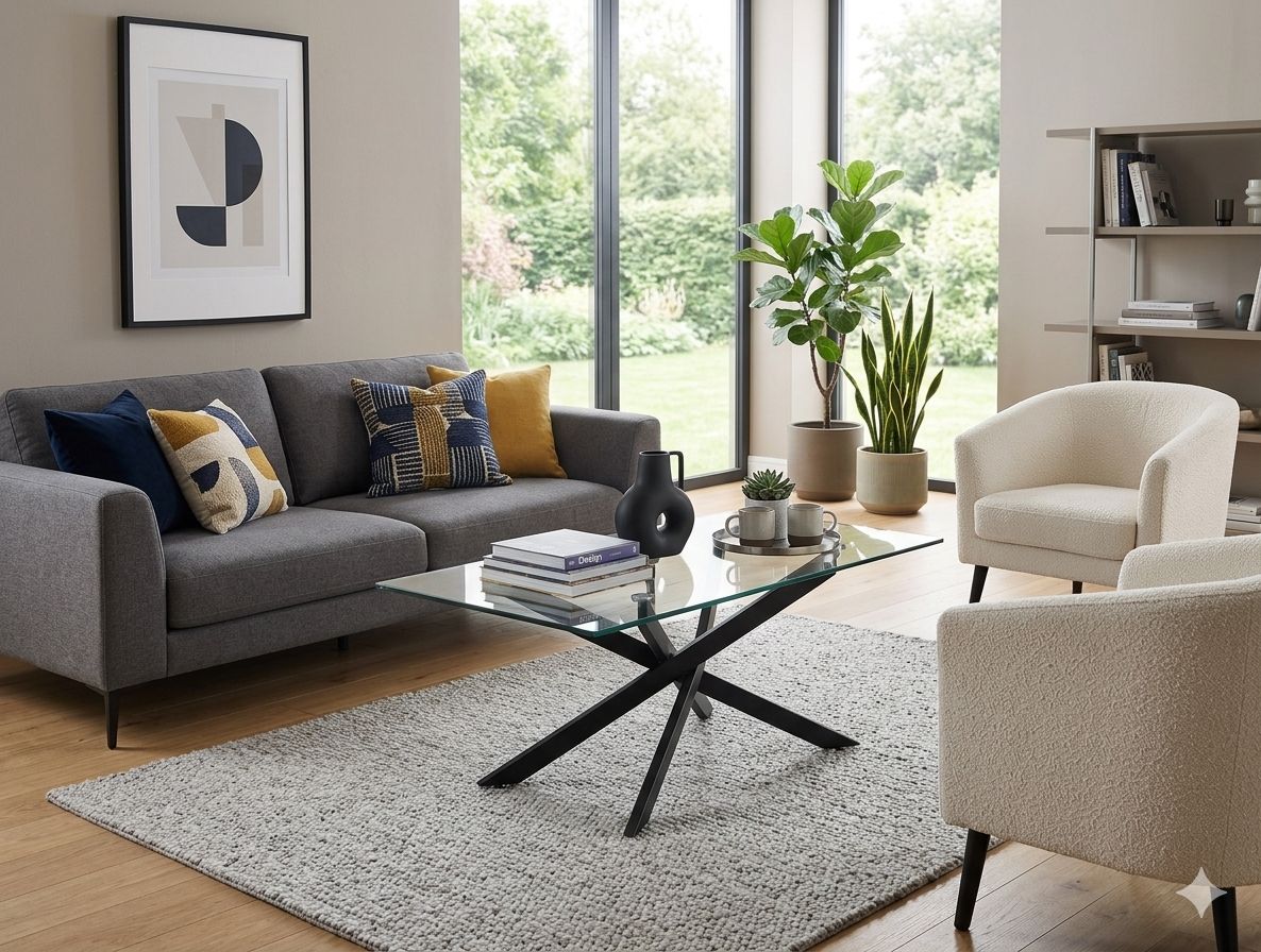 MESA DE CENTRO NESY CRISTAL TEMPLADO TRANSPARENTE PATA NEGRA