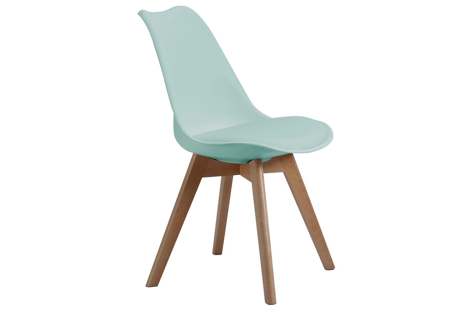 SILLA COMEDOR MODELO BISTRO VERDE AGUA POLIPROPILENO PATA MADERA