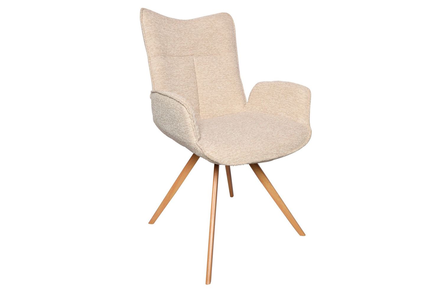 SILLA COMEDOR CON BRAZOS MIREIA TAPIZADA PATA METALICA IMITACION MADERA