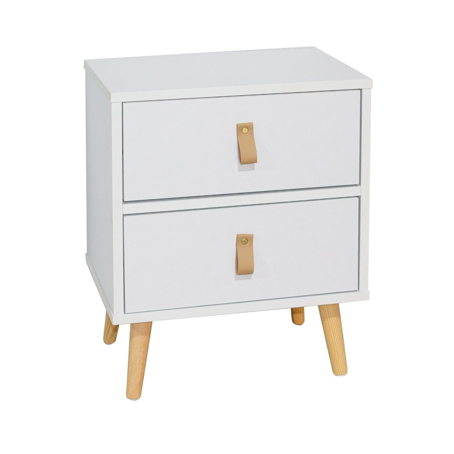 MESITA ANZIO 2 CAJONES BLANCO PATA MADERA ESTILO NORDICO MESITA ANZIO 2 CAJONES BLANCO PATA MADERA ESTILO NORDICO