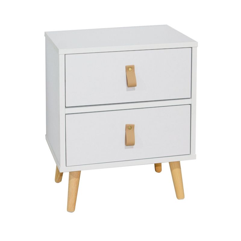 MESITA ANZIO 2 CAJONES BLANCO PATA MADERA ESTILO NORDICO MESITA ANZIO 2 CAJONES BLANCO PATA MADERA ESTILO NORDICO