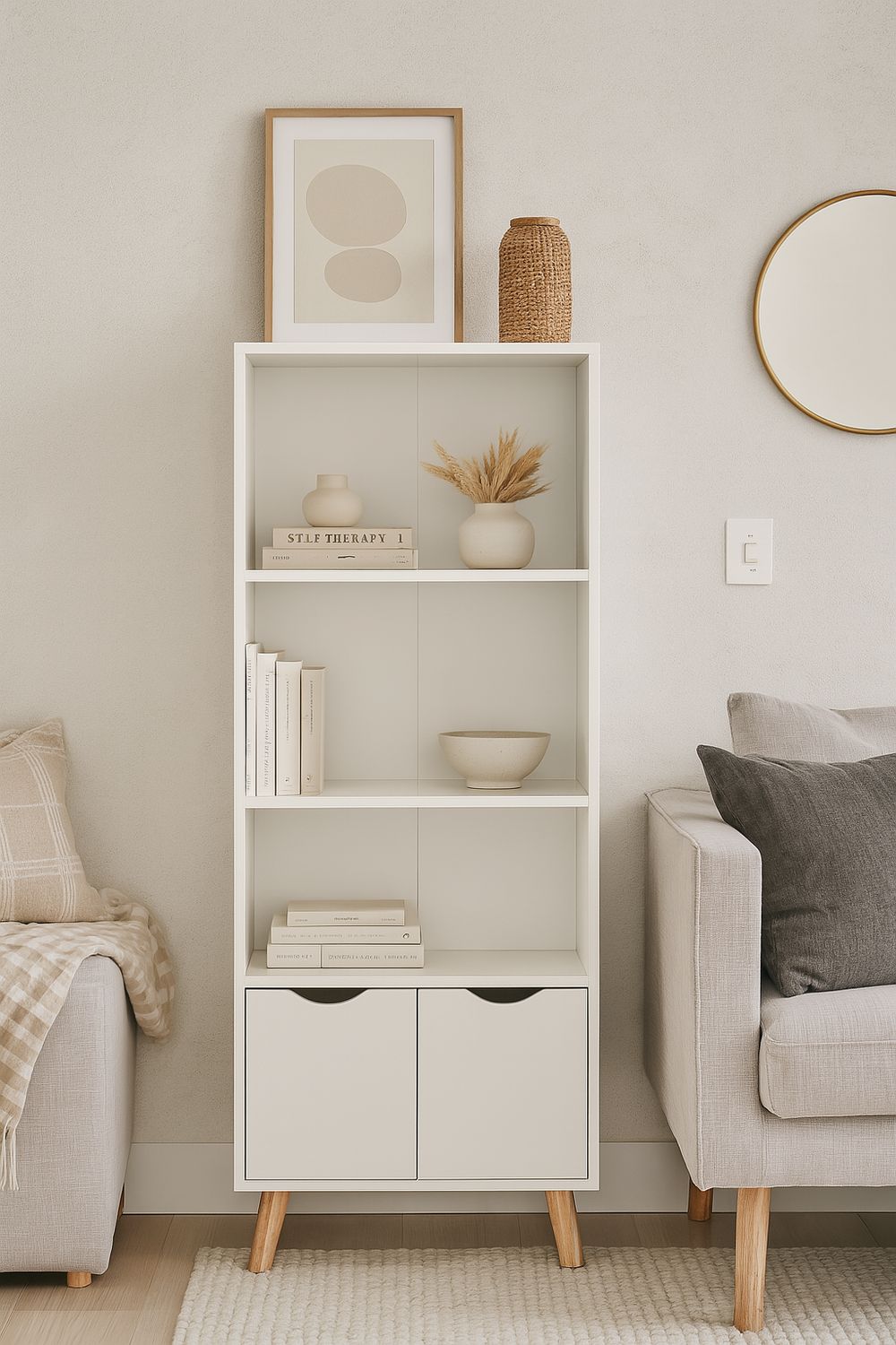 ESTANTERIA FIANO BLANCA 2 PUERTAS PATA MADERA ESTILO NORDICO ESTANTERIA FIANO BLANCA 2 PUERTAS PATA MADERA ESTILO NORDICO