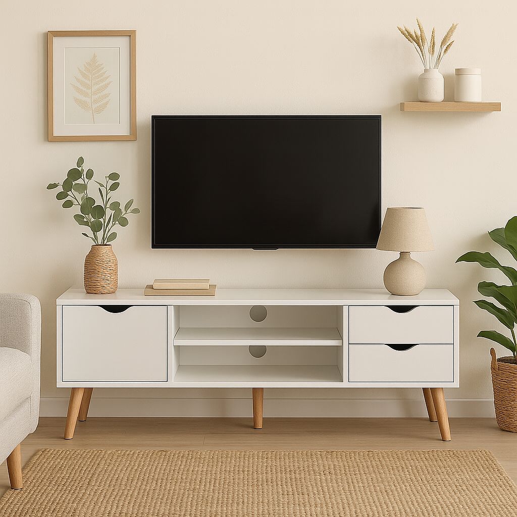 MESA TV FIANO BLANCA 140 PATA MADERA ESTILO NORDICO MESA TV FIANO BLANCA 140 PATA MADERA ESTILO NORDICO