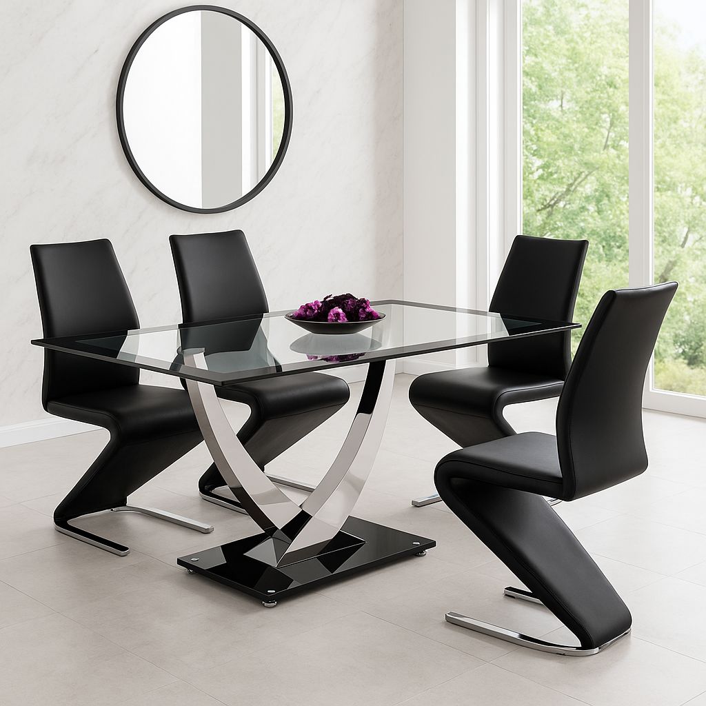 MESA DE COMEDOR FIJA 140 x 90 CRISTAL Y ACERO ESTILO MODERNO MESA DE COMEDOR FIJA 140 x 90 CRISTAL Y ACERO ESTILO MODERNO
