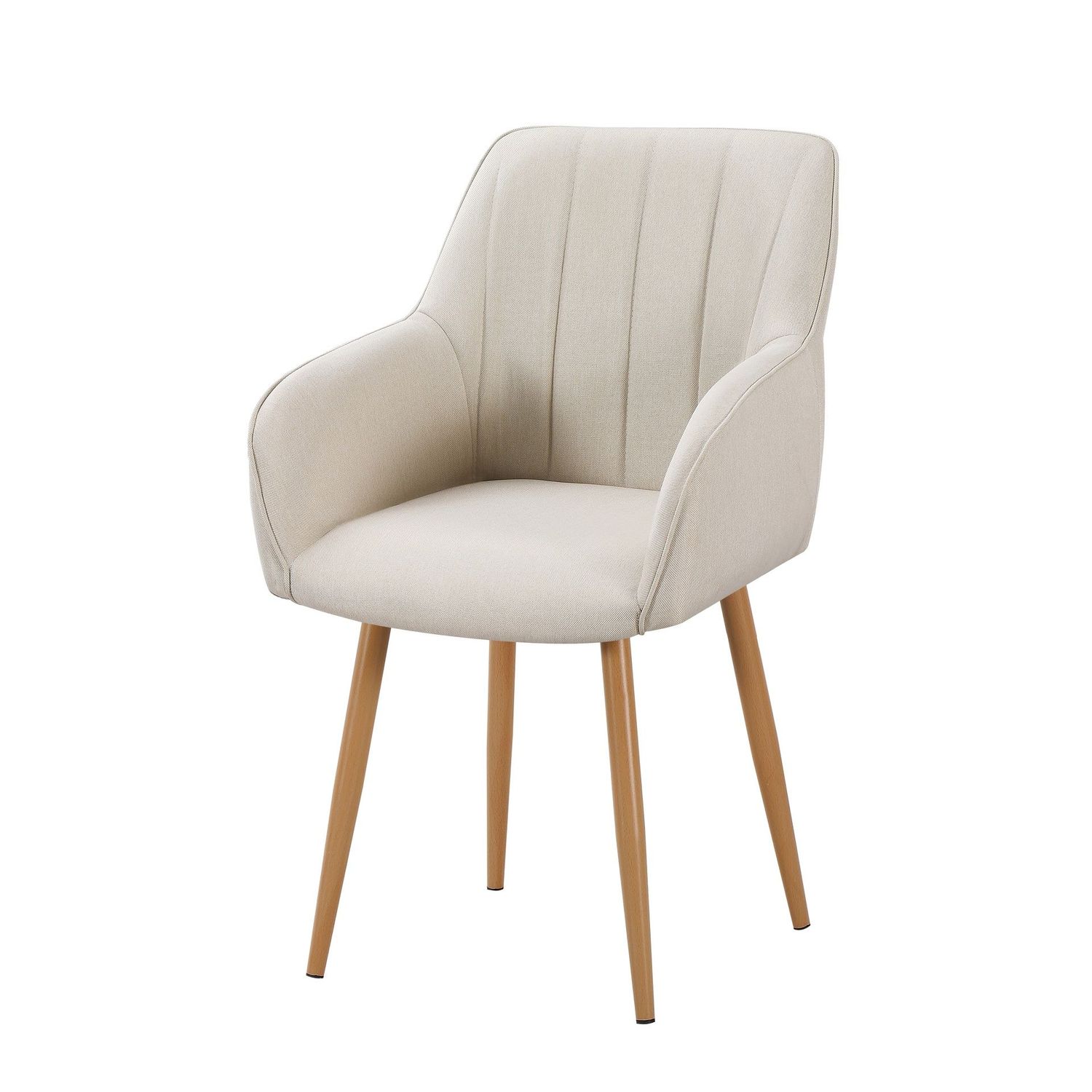 SILLA DE COMEDOR CON BRAZOS TAPIZADA MARFIL PATA MADERA ESTILO NORDICO SILLA DE COMEDOR CON BRAZOS TAPIZADA MARFIL PATA MADERA ESTILO NORDICO