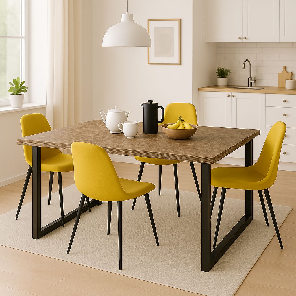 MESA DE COMEDOR FIJA TAYLOR 140 x 80 ROBLE PATA NEGRA ESTILO INDUSTRIAL