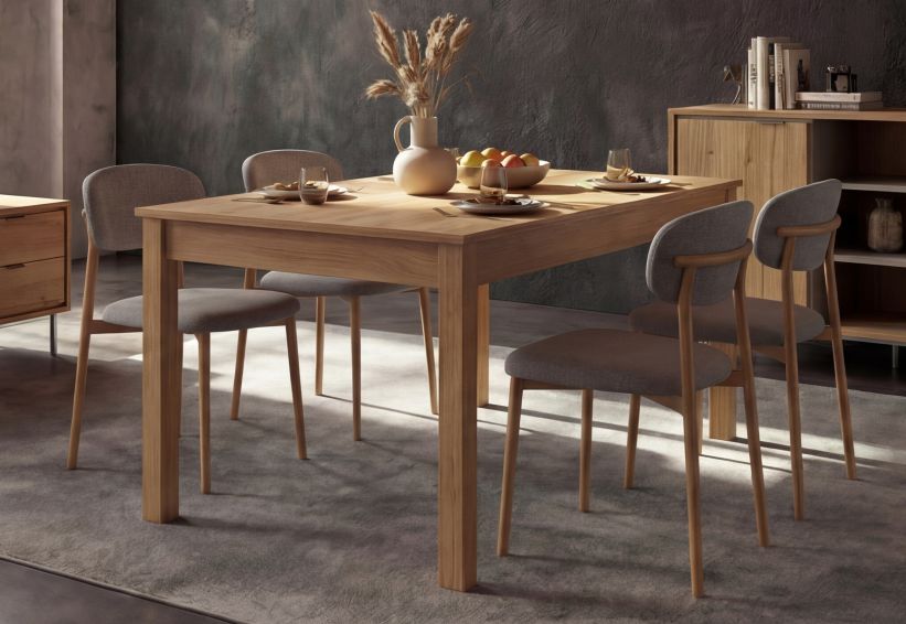 MESA DE COMEDOR EXTENSIBLE 120 x 80 SFORZA ROBLE ESTILO MODERNO
